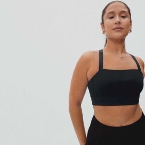Everlane Perform Bra Women Large Black Square Neck Tank Bralette Sport
